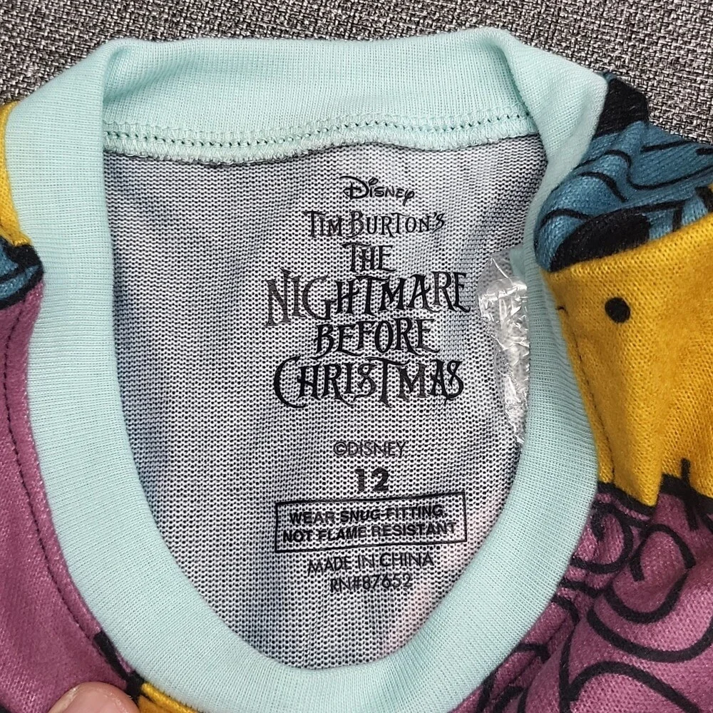 Disney Girls' Pajama Set Size 12 The Nightmare Before Christmas Sally Hall